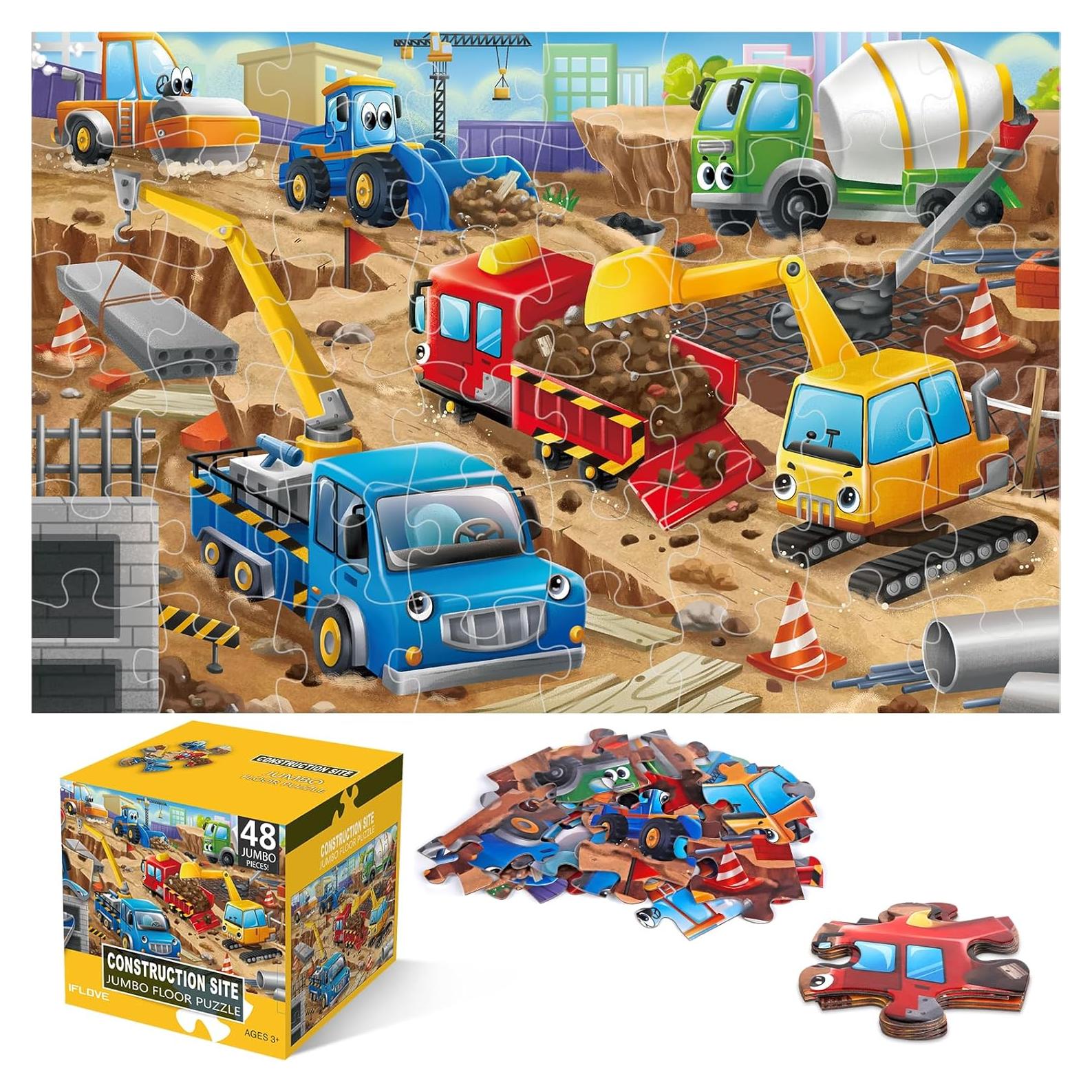 Rompecabezas de Suelo Jumbo IFLOVE Sitio de Construcción 48 Piezas