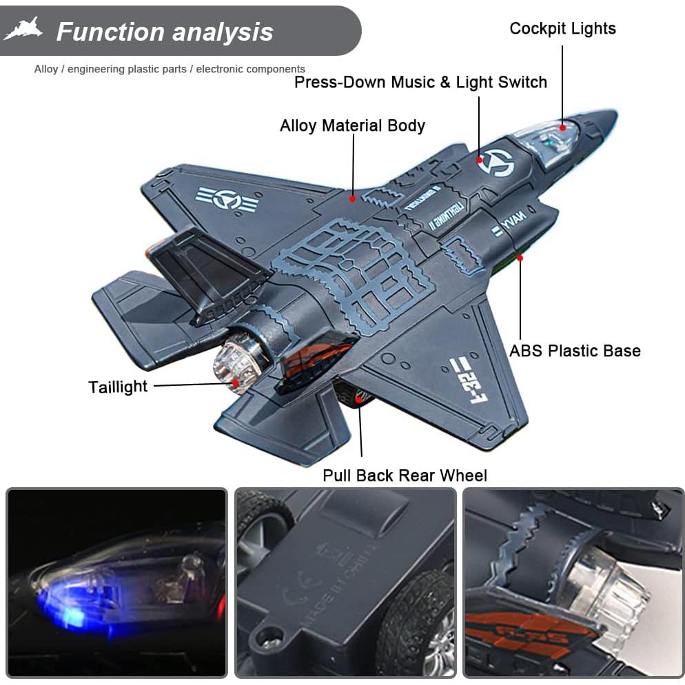 Juguete de avión de caza F35 YUNWAY con luces y sonido