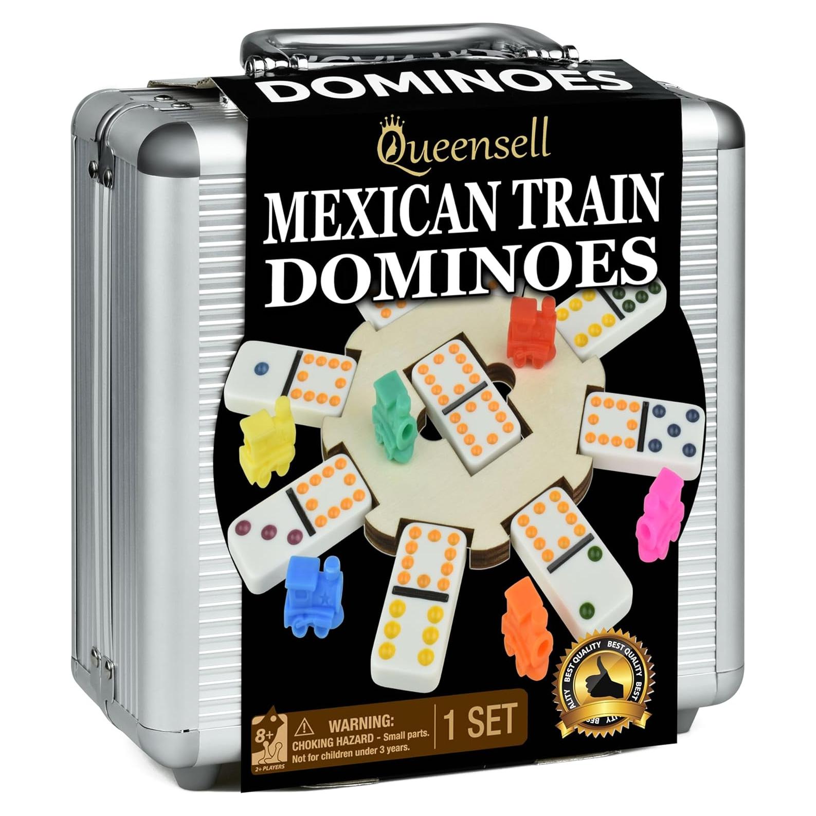 Juego de Dominó Mexicano Queensell Doble 12 con Base de Madera