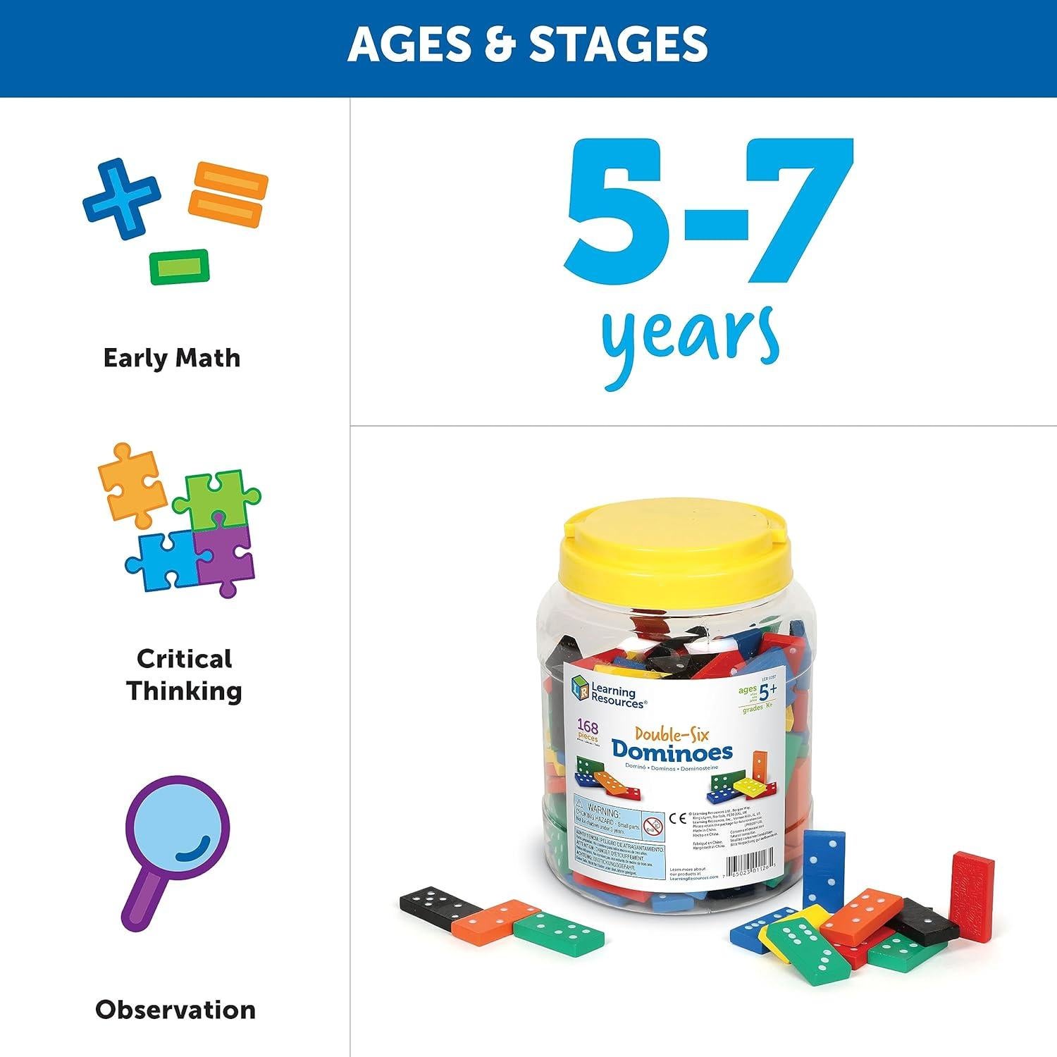 Dominó Doble Seis Learning Resources 168 Piezas Educativas