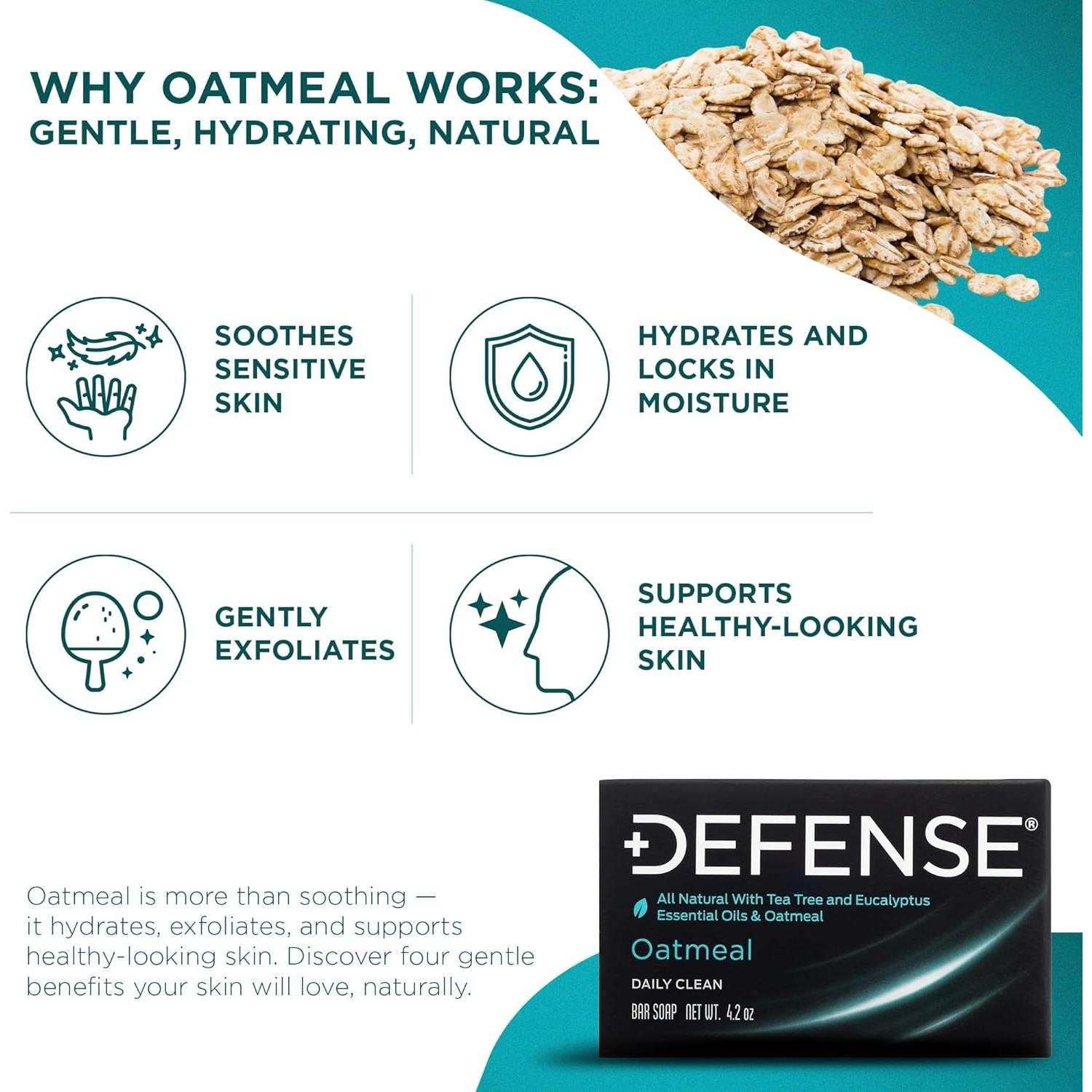 Jabón en Barra Natural Defense para Hombres 119g - Avena y Eucalipto