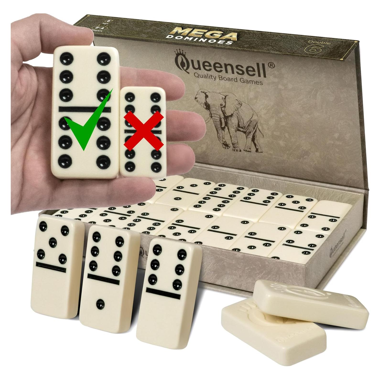 Juego de Dominó Mega Queensell Doble 6 con 28 Fichas