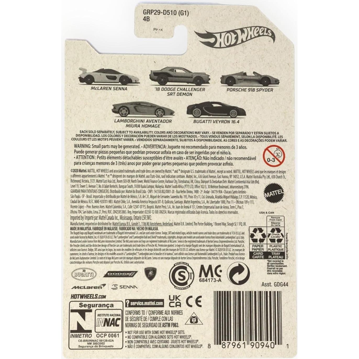 Hot Wheels Dodge Challenger SRT Demon Gris 1:64 Mattel