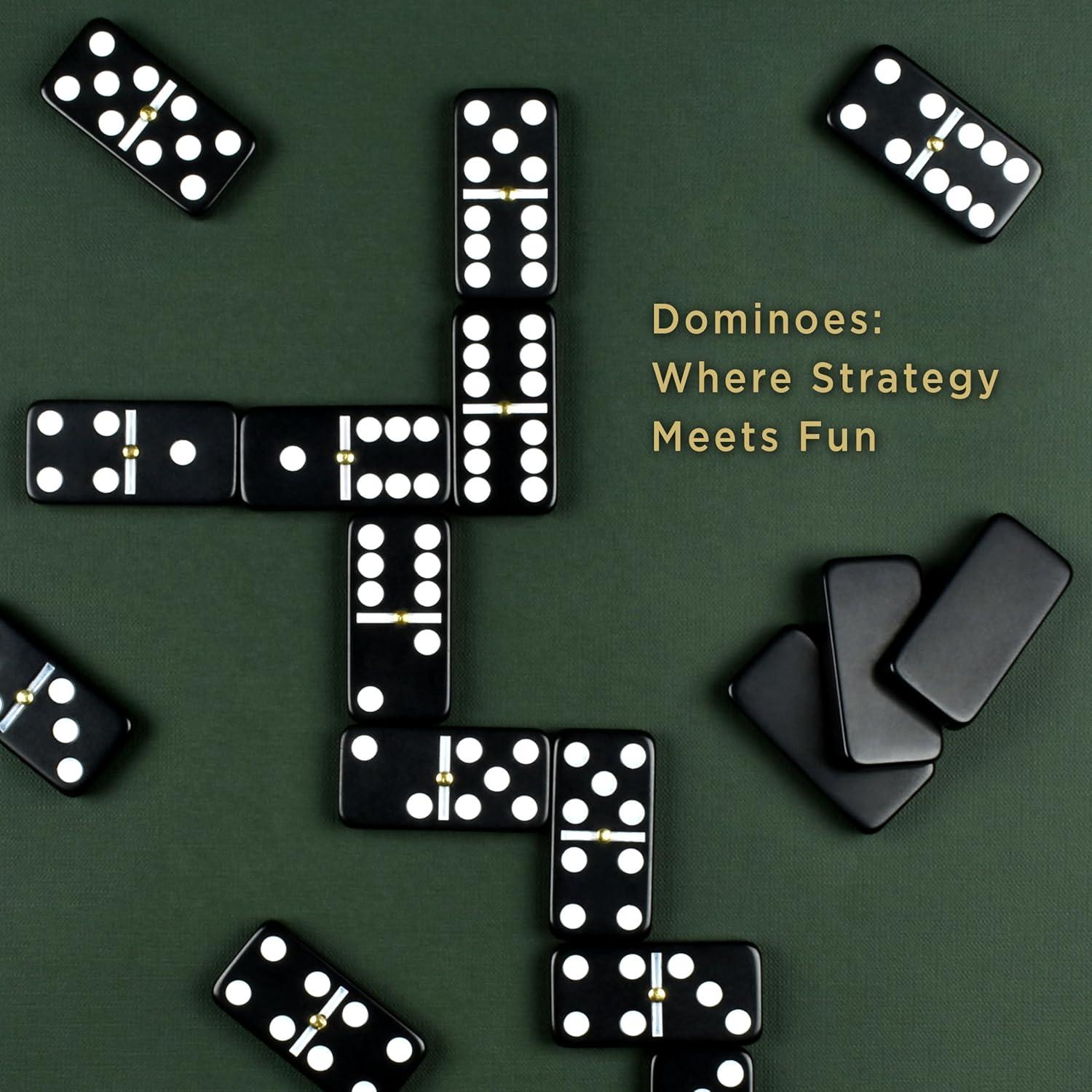 Juego de Dominó Doble Seis Queensell con Estuche de Cuero