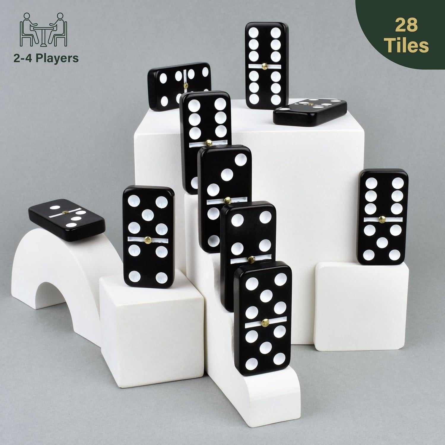 Juego de Dominó Doble Seis Queensell con Estuche de Cuero