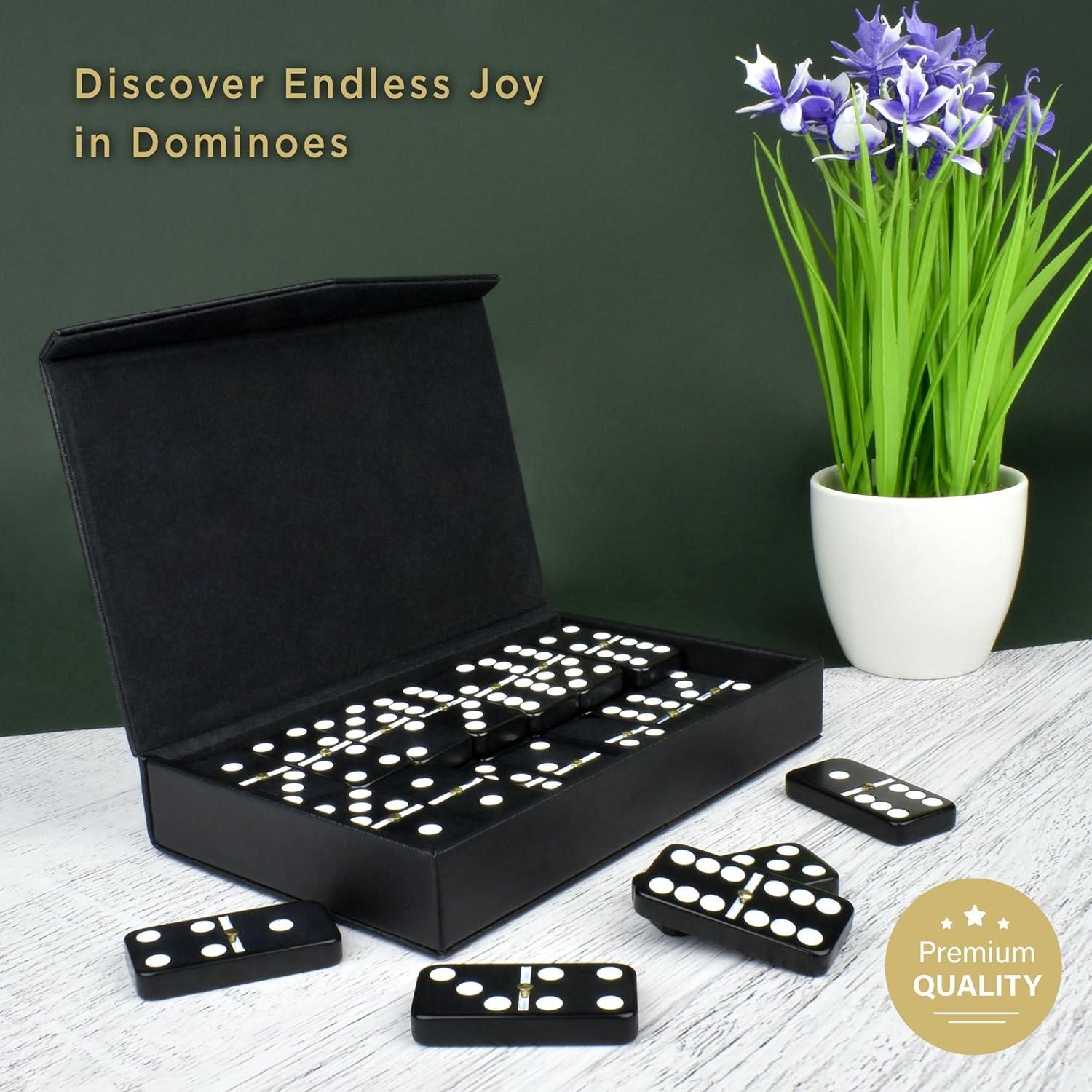 Juego de Dominó Doble Seis Queensell con Estuche de Cuero