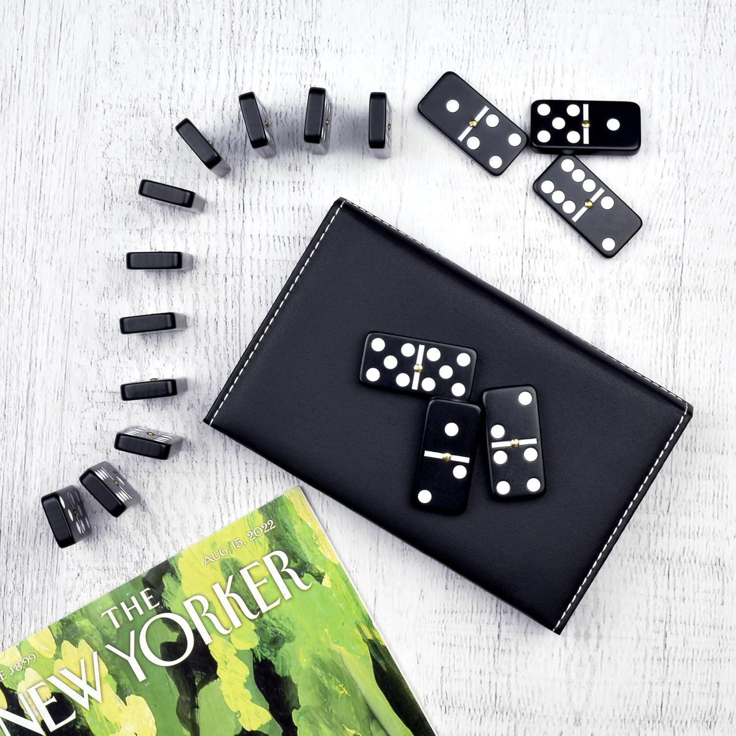 Juego de Dominó Doble Seis Queensell con Estuche de Cuero