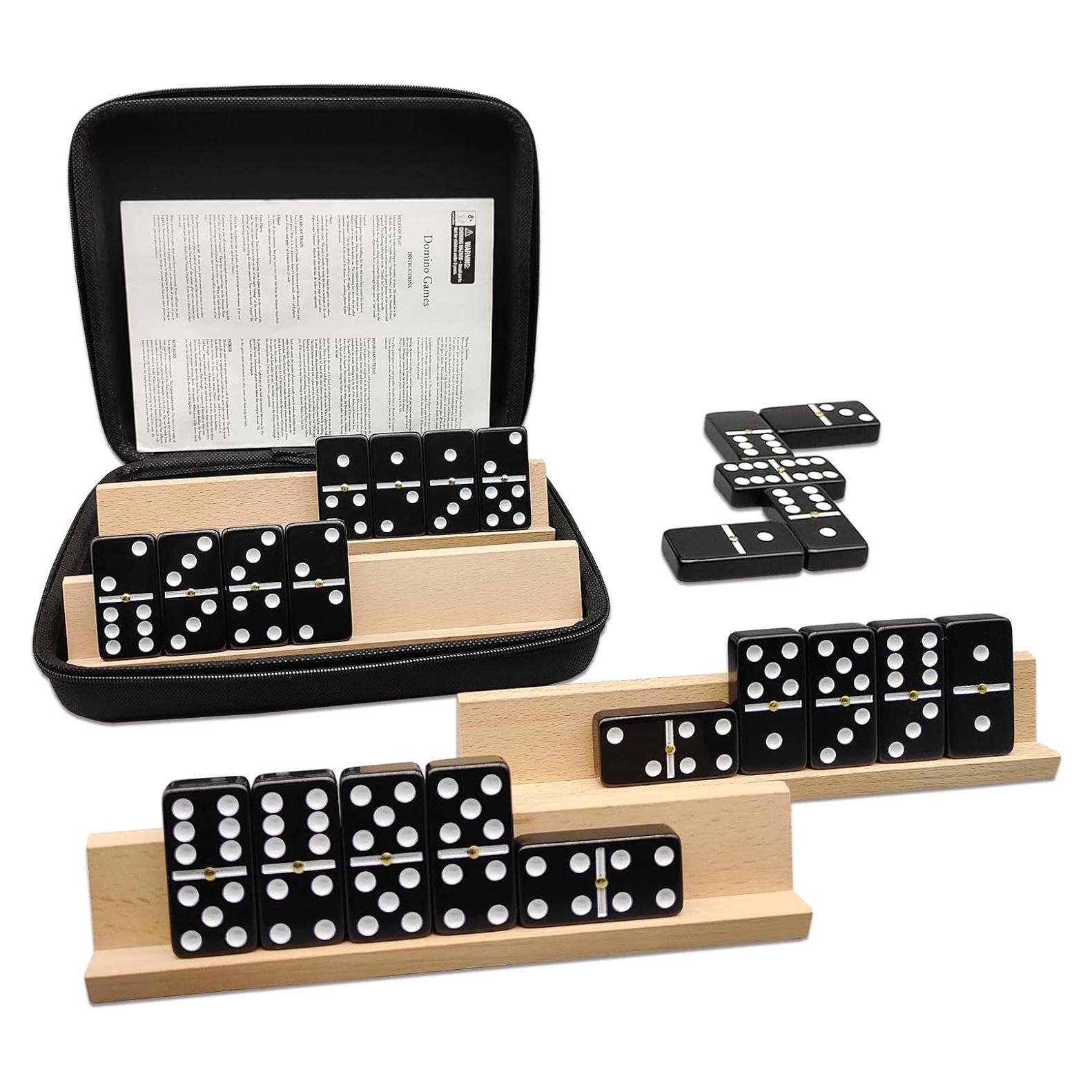 Juego de Dominó Doble 6 Uvcany con 4 Soportes de Madera