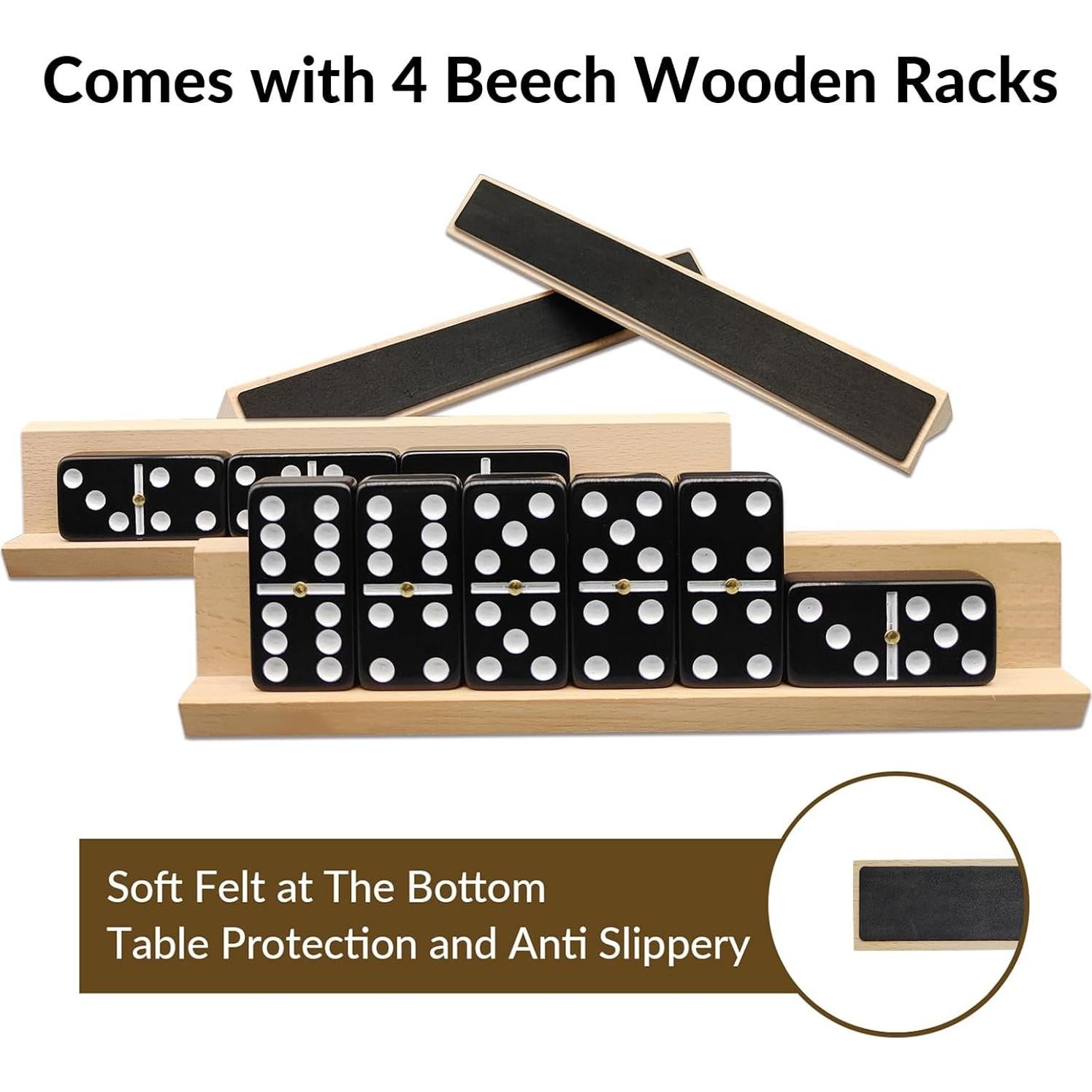 Juego de Dominó Doble 6 Uvcany con 4 Soportes de Madera