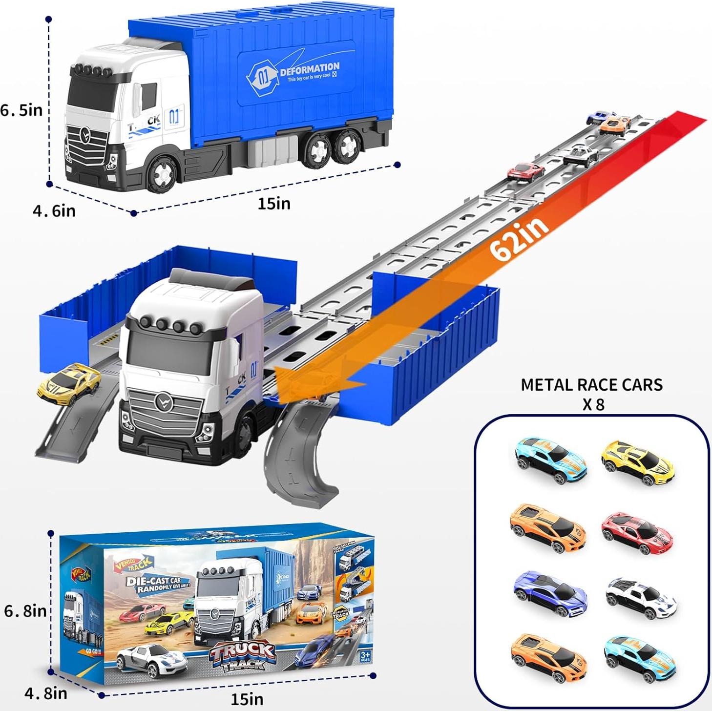 Camión Transformable Sunxiaoyoung con Pista de 158 cm y 8 Coches