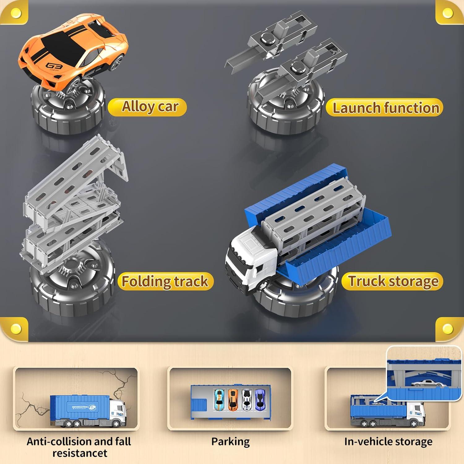 Camión Transformable Sunxiaoyoung con Pista de 158 cm y 8 Coches