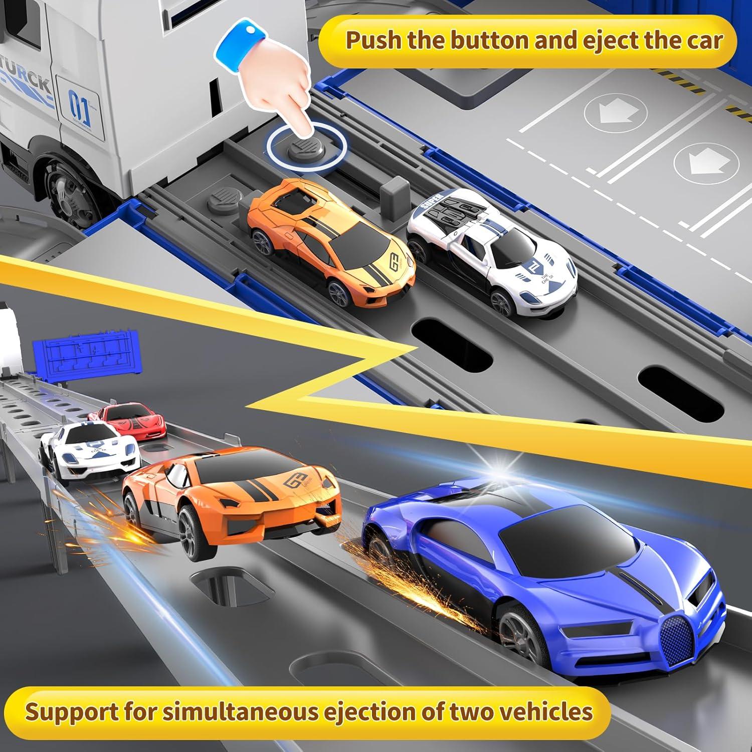 Camión Transformable Sunxiaoyoung con Pista de 158 cm y 8 Coches