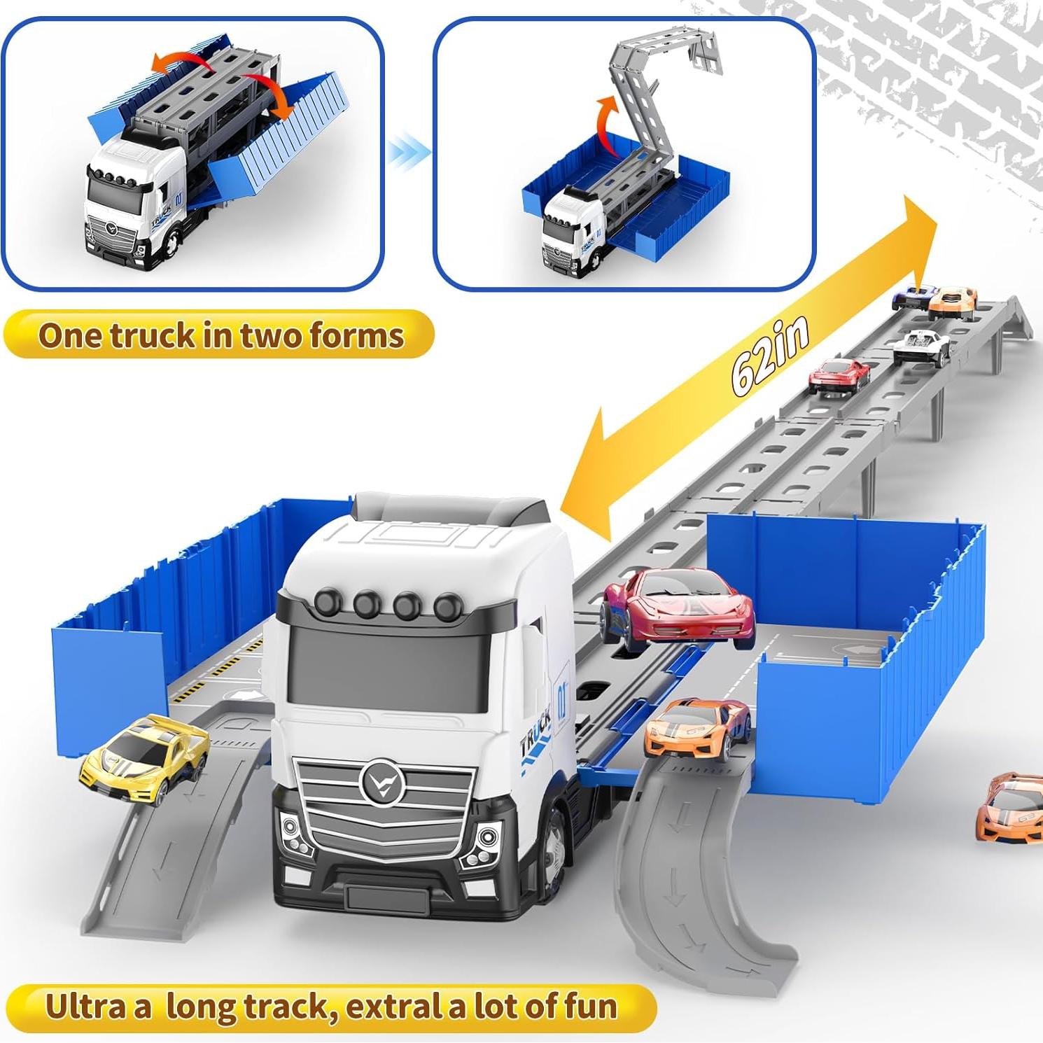 Camión Transformable Sunxiaoyoung con Pista de 158 cm y 8 Coches