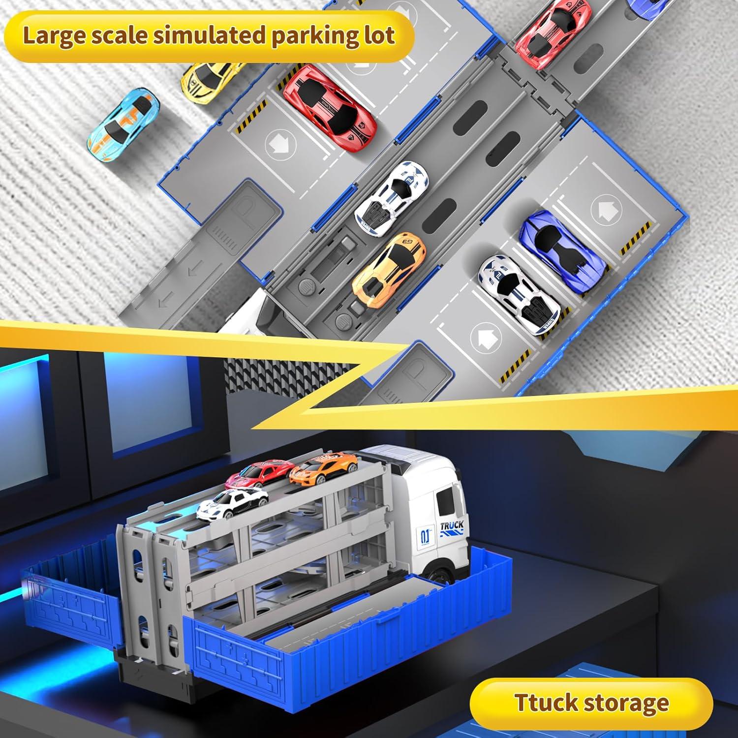 Camión Transformable Sunxiaoyoung con Pista de 158 cm y 8 Coches