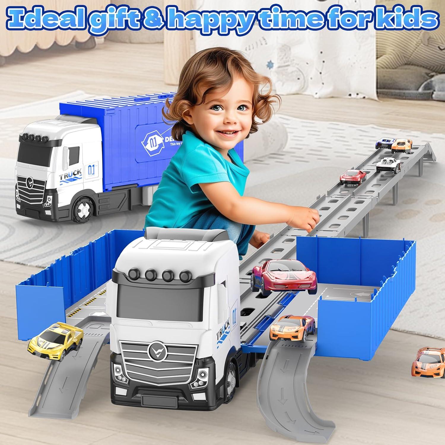 Camión Transformable Sunxiaoyoung con Pista de 158 cm y 8 Coches