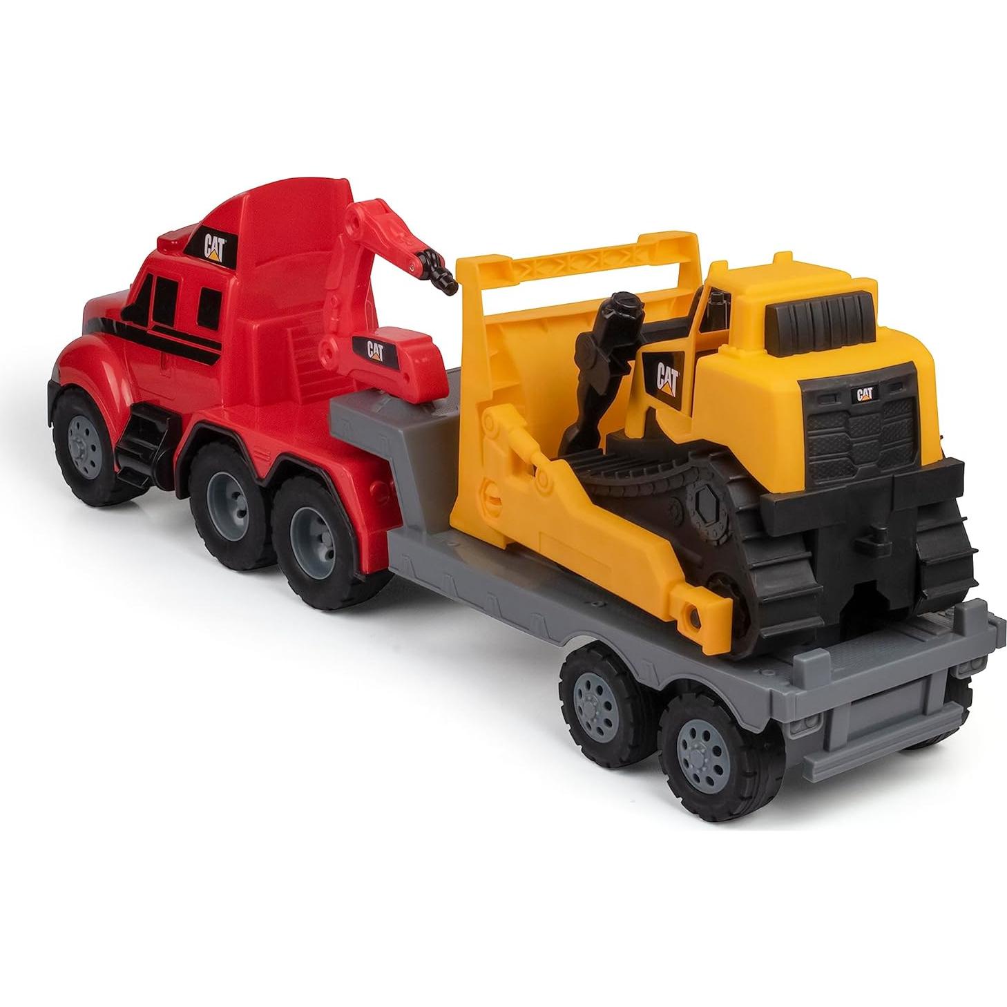 Camión Semirremolque CAT con Bulldozer y Sonidos 63.5 cm