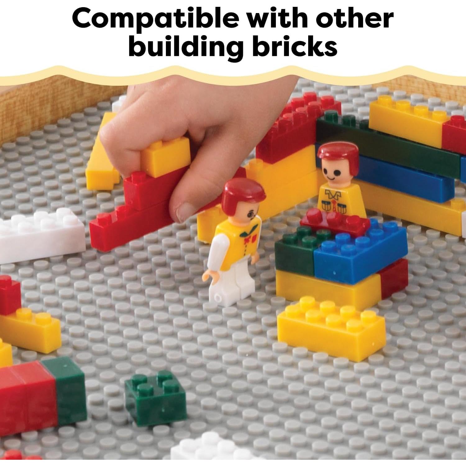 Mesa de Actividades Reversible KidKraft con 195 Ladrillos - Gris y Natural