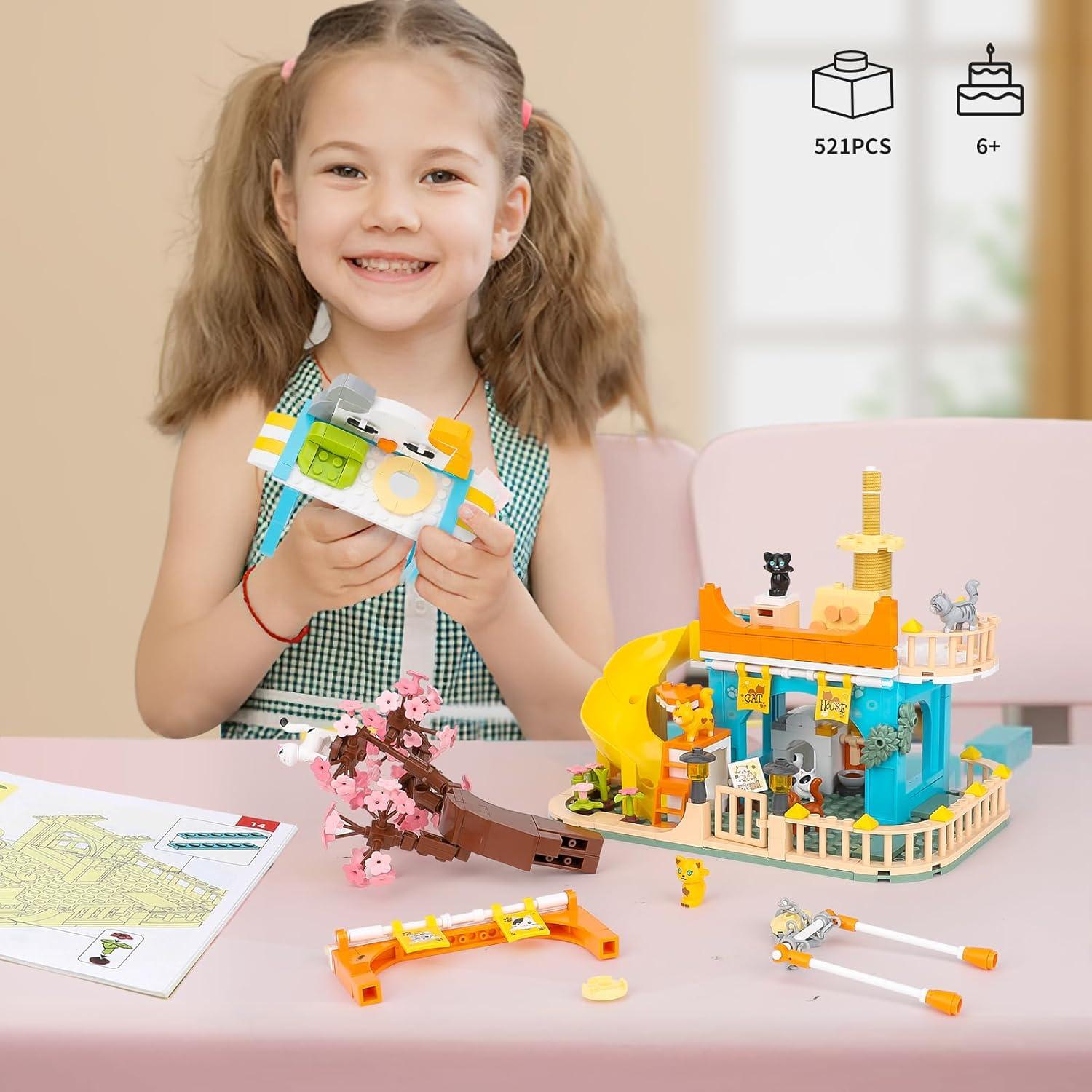 Conjunto de Construcción Casa de Gato QLT 521 PCS para Niñas 6-12 Años