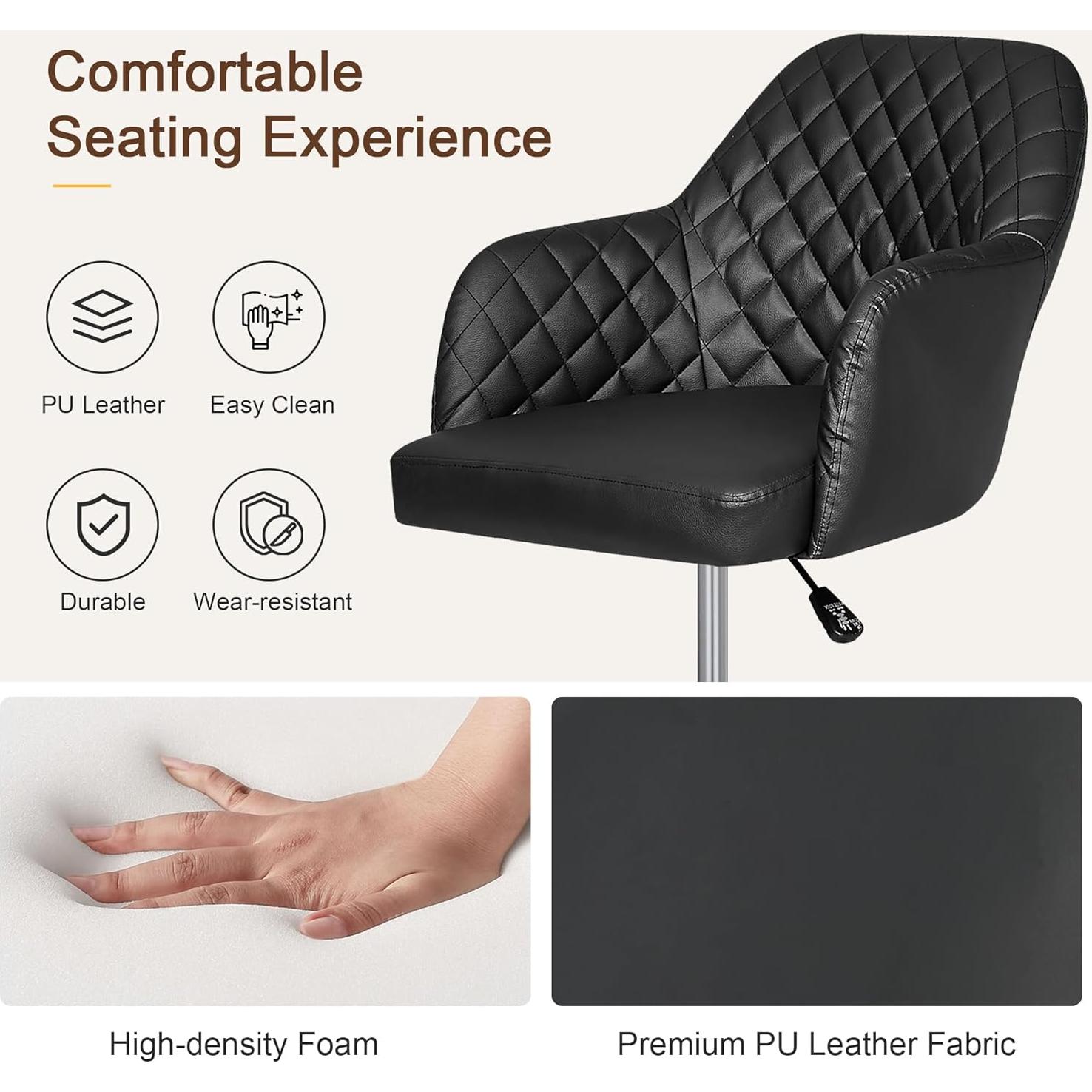 Silla de Dibujo VECELO de Cuero PU Ajustable con Ruedas