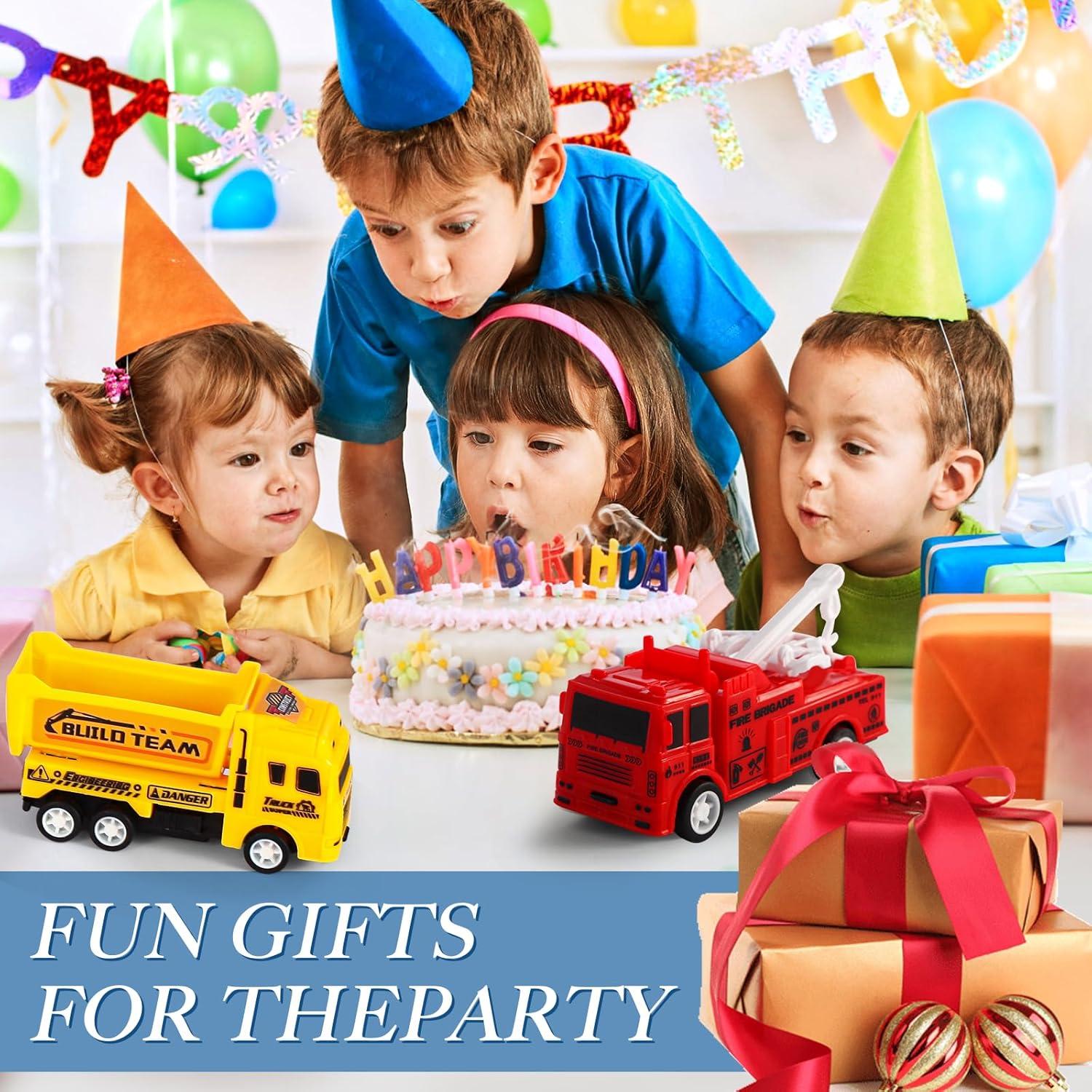 Juego de 8 coches de retroceso HSMQ - Camiones de bomberos y construcción