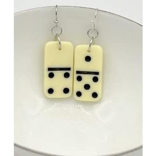 Pendientes Mini Dominó Dork Negro Cuadrado Funky