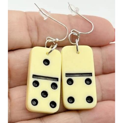 Pendientes Mini Dominó Dork Negro Cuadrado Funky
