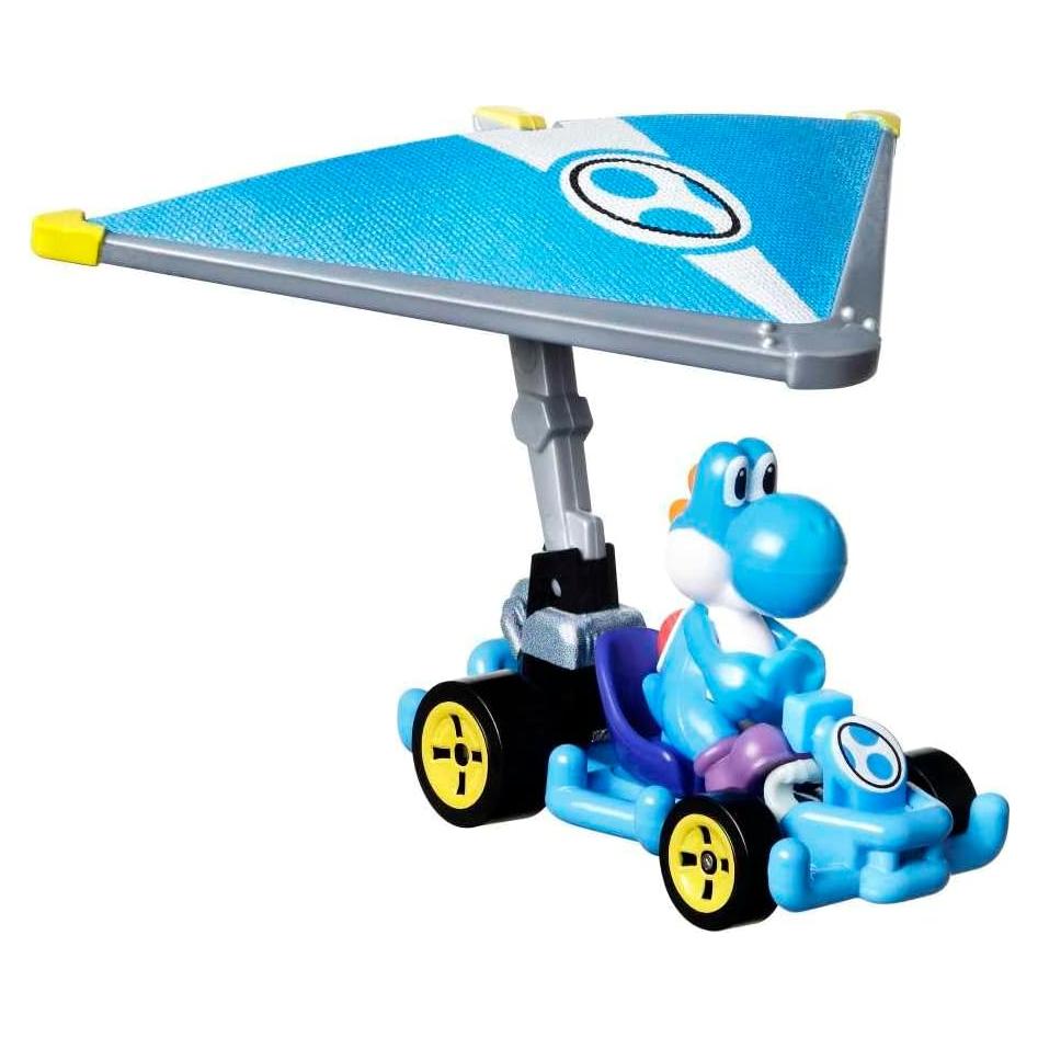 Hot Wheels Mario Kart Yoshi Azul Claro 1:64 Die-cast con Planeador