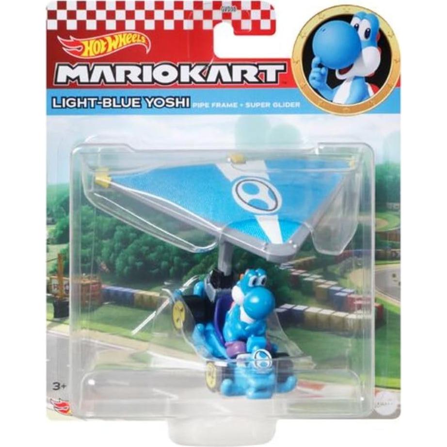 Hot Wheels Mario Kart Yoshi Azul Claro 1:64 Die-cast con Planeador