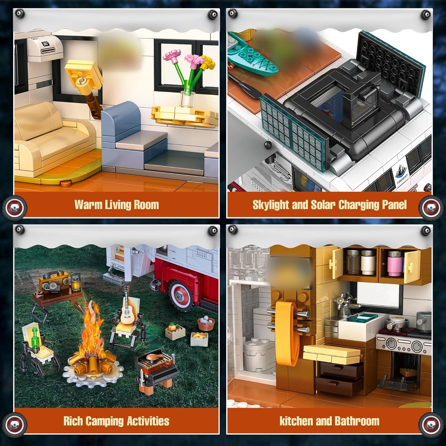 Set de Bloques de Construcción Camper Van 2-en-1 FliCineCrt 2188pcs