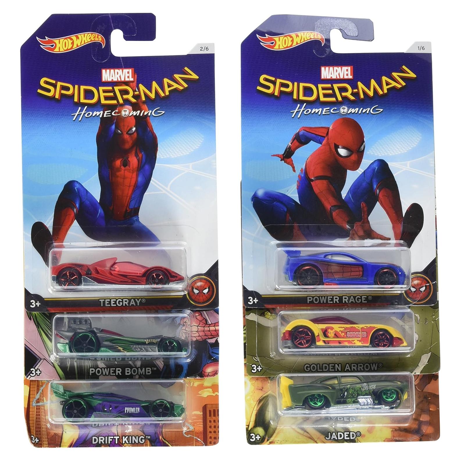 Set de 6 Autos Hot Wheels Marvel Spider-Man Homecoming