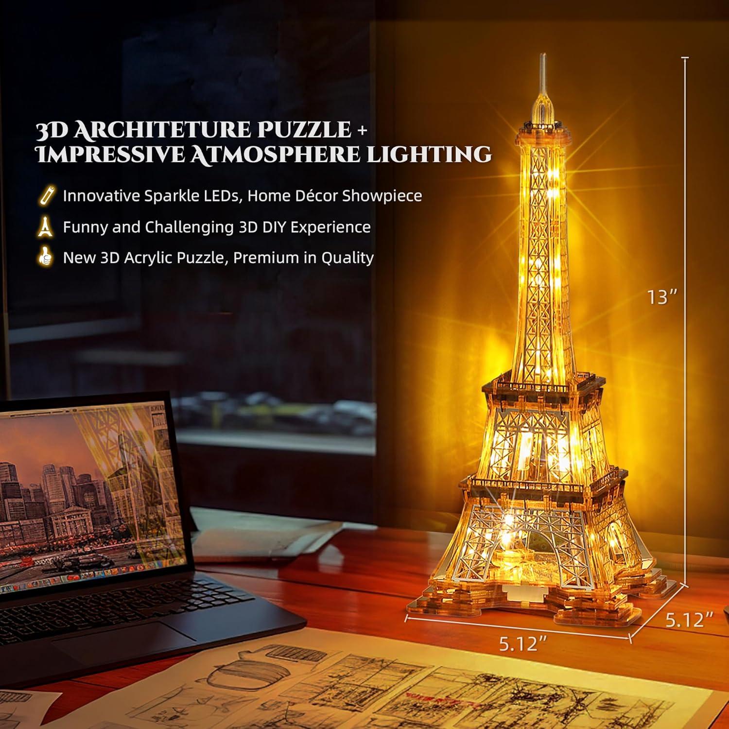 Rompecabezas 3D LED Torre Eiffel FUNPOLA - Lámpara Decorativa