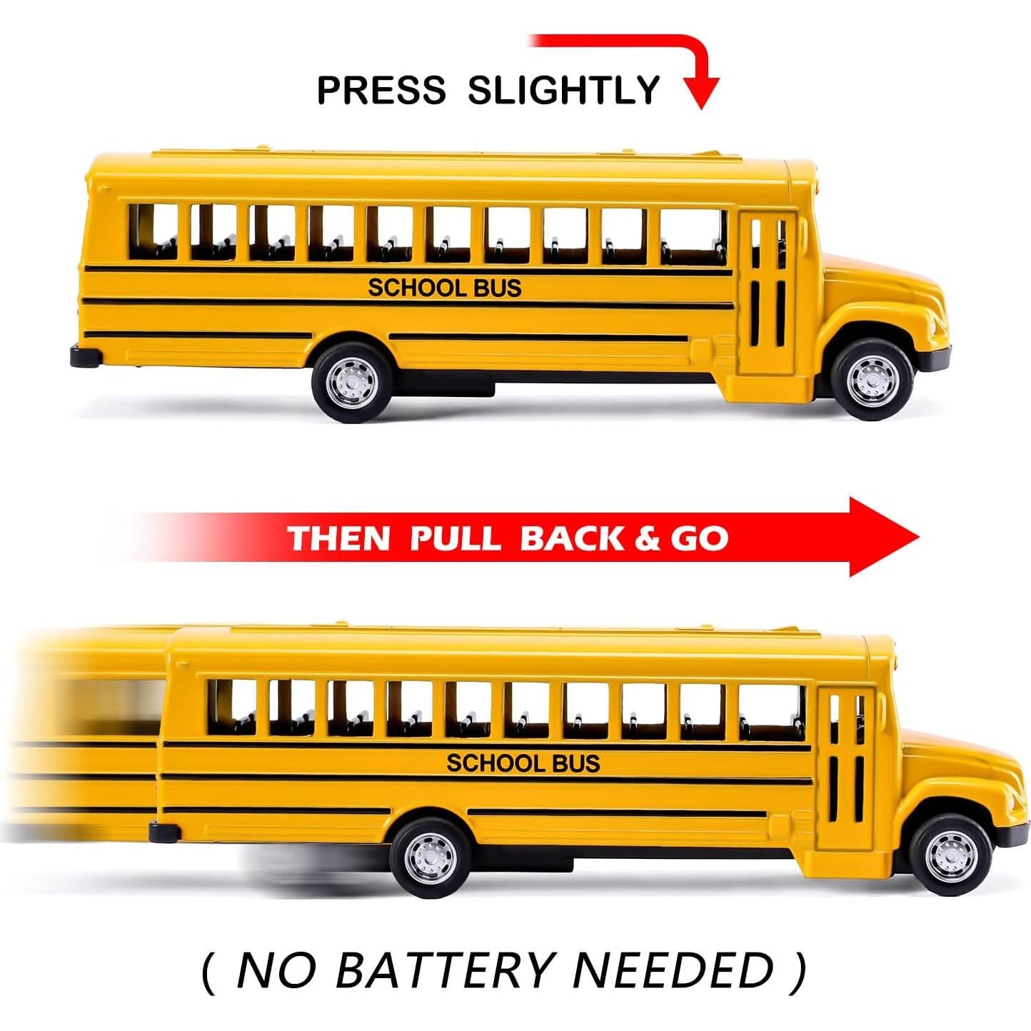 Paquete de 3 Autobuses Escolares Retroceder FANELEQU Metal