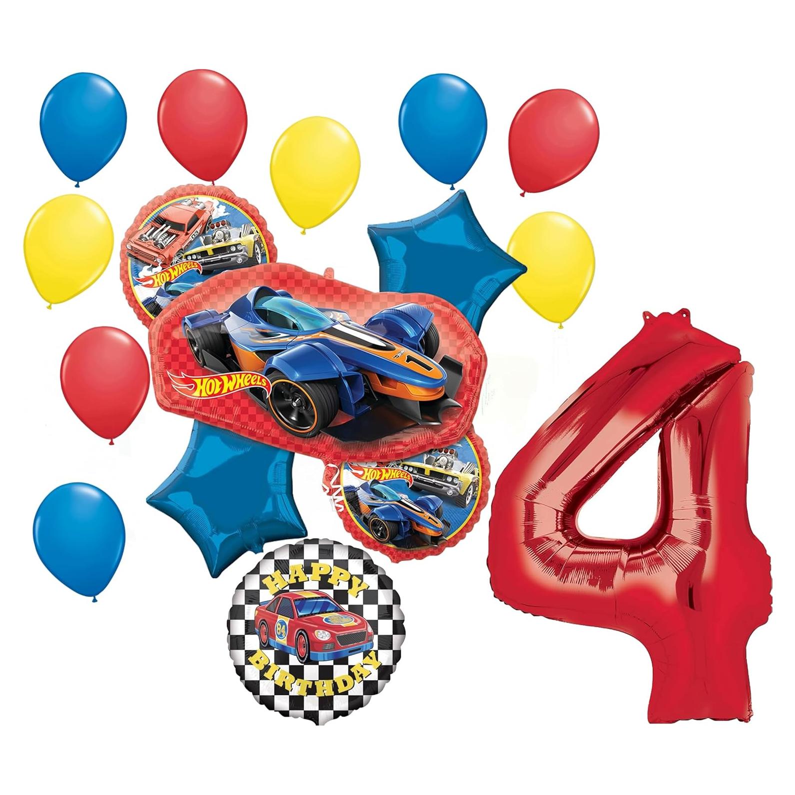 Ramo de Globos Anagram Hot Wheels 4to Cumpleaños Fiesta