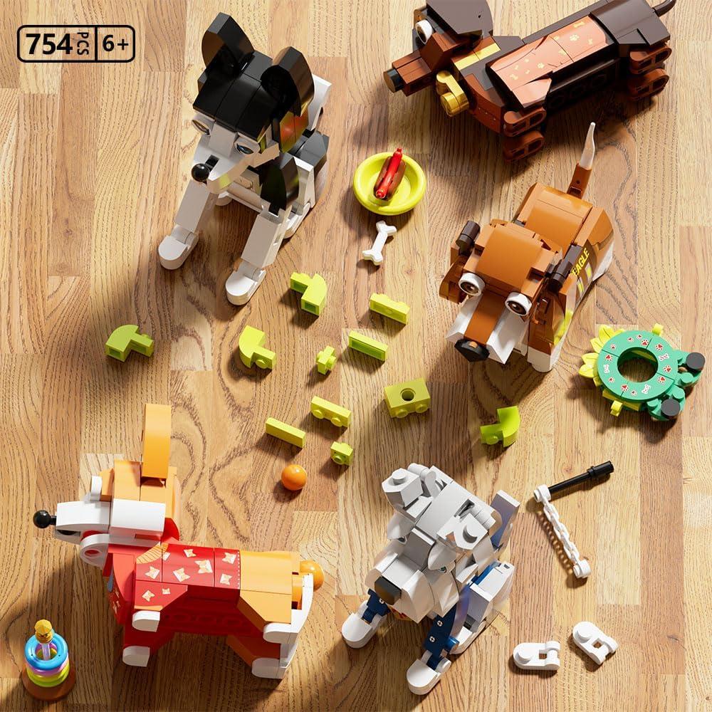 Set de Construcción Mini Perros QLT - 754 Piezas, 6 Razas