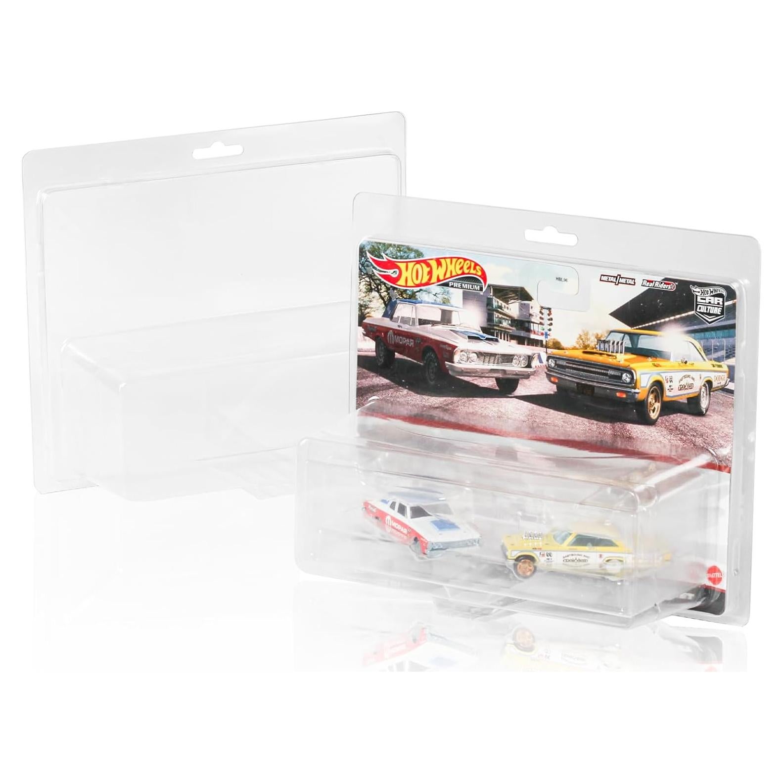 Paquete de 10 Protectores Transparentes Baskiss para Hot Wheels Premium 2-Pack