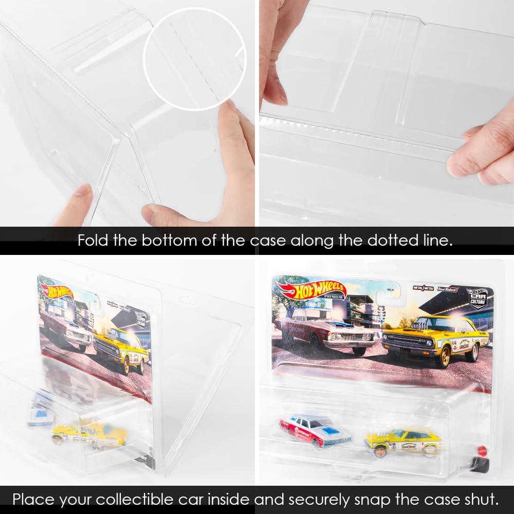 Paquete de 10 Protectores Transparentes Baskiss para Hot Wheels Premium 2-Pack