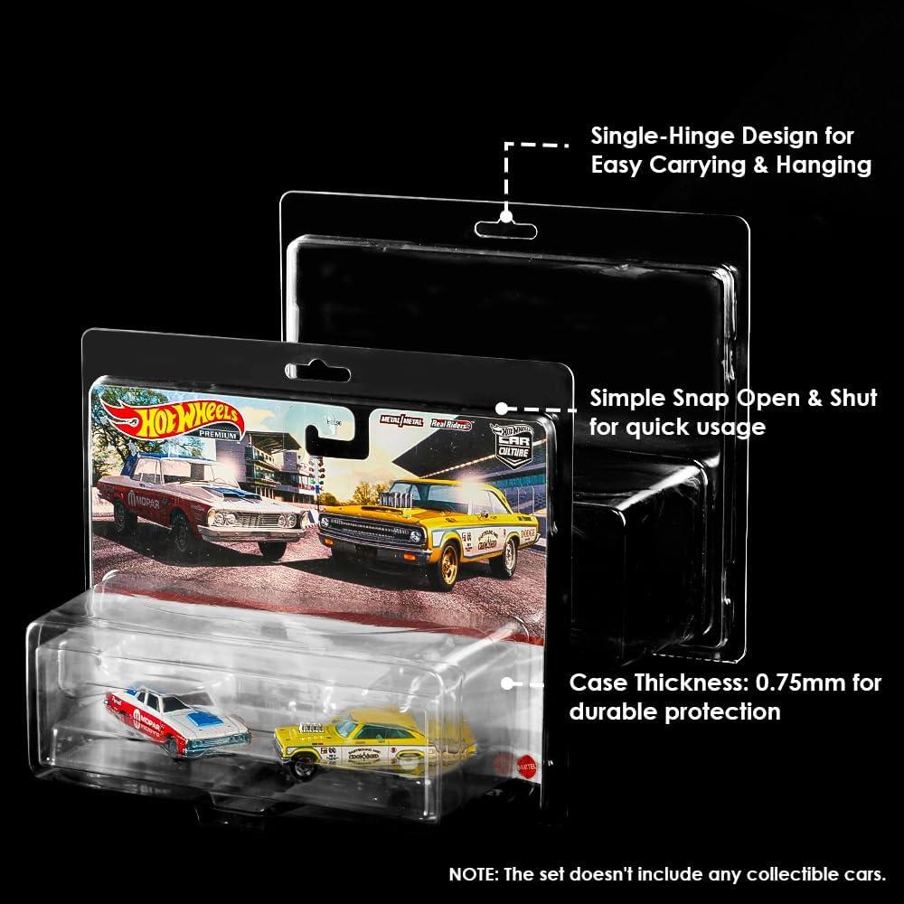 Paquete de 10 Protectores Transparentes Baskiss para Hot Wheels Premium 2-Pack