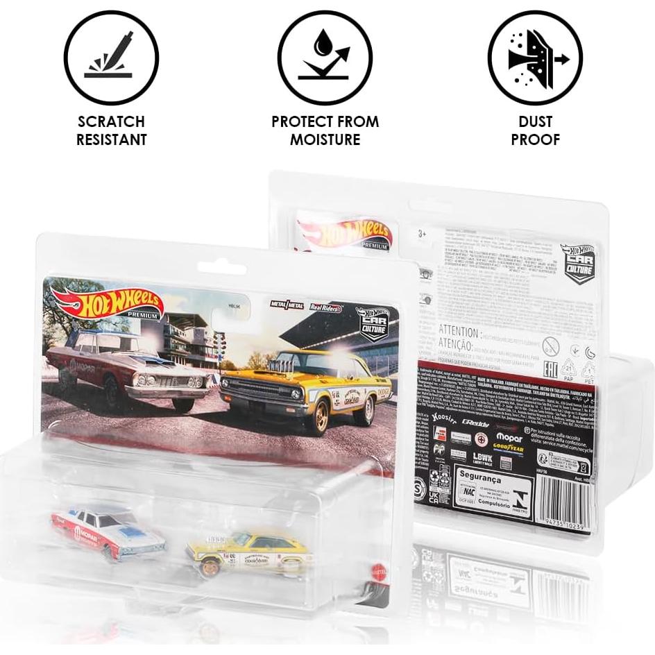 Paquete de 10 Protectores Transparentes Baskiss para Hot Wheels Premium 2-Pack
