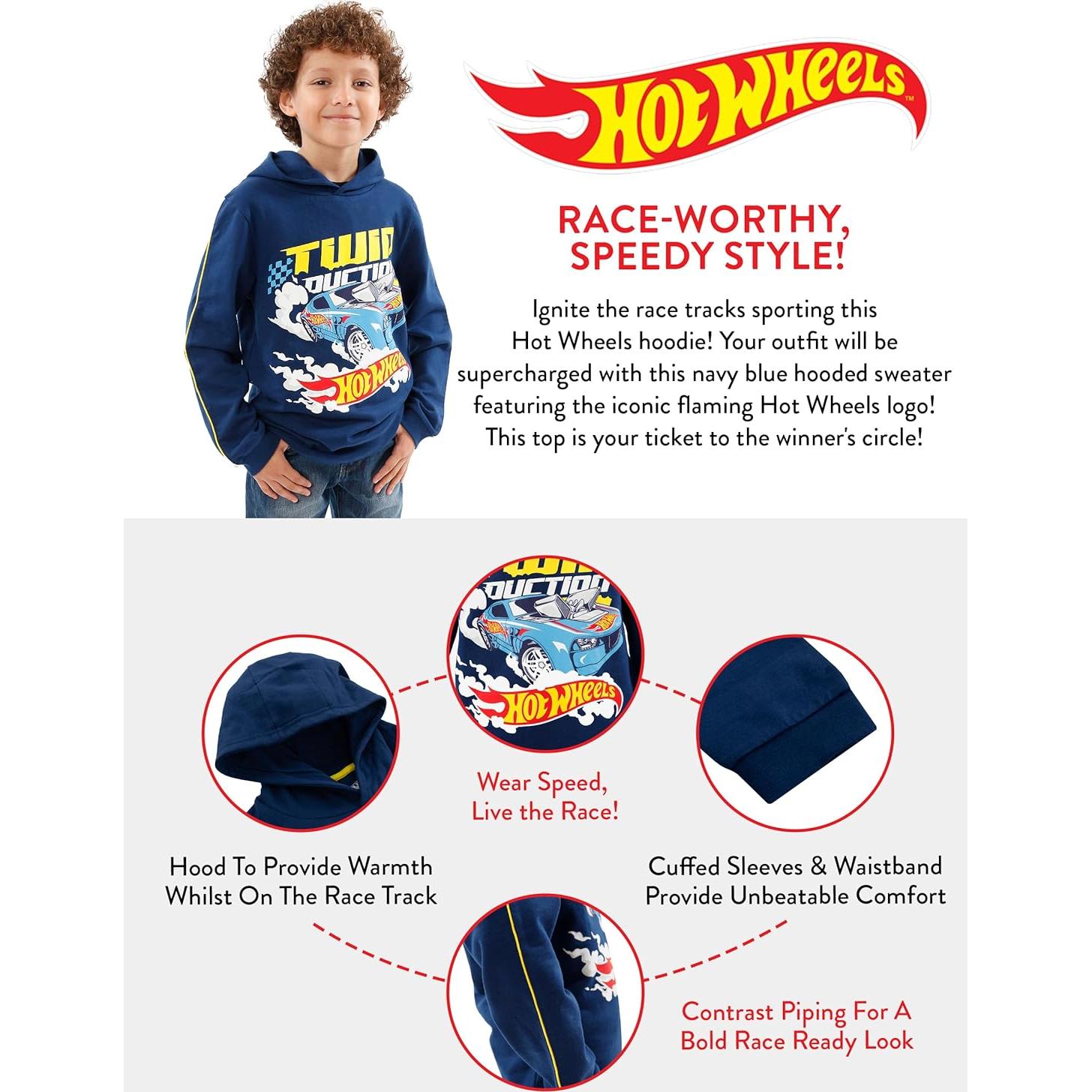 Sudadera Hot Wheels para Niños 100% Algodón Azul - hwhd1994
