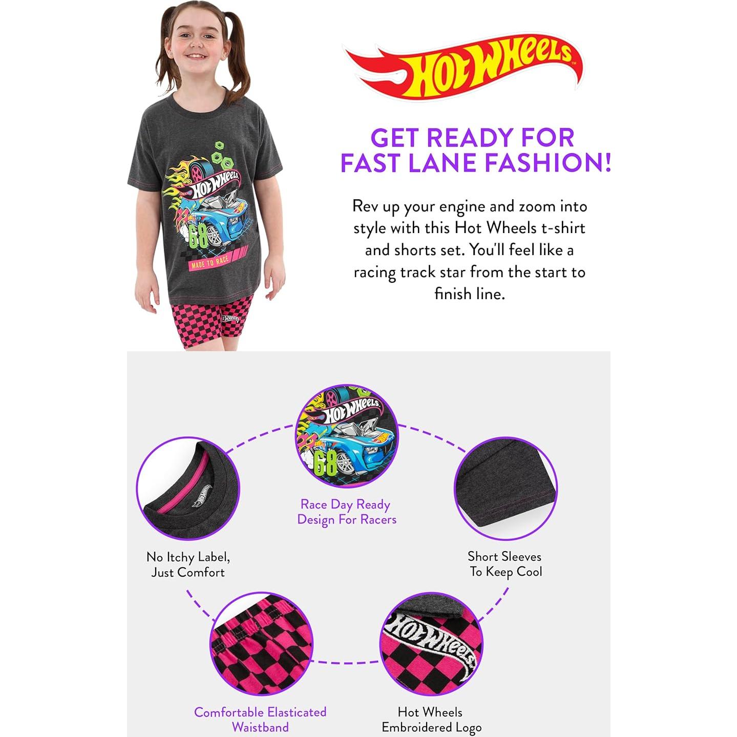 Conjunto camiseta y pantalones cortos Hot Wheels para niñas 8 años