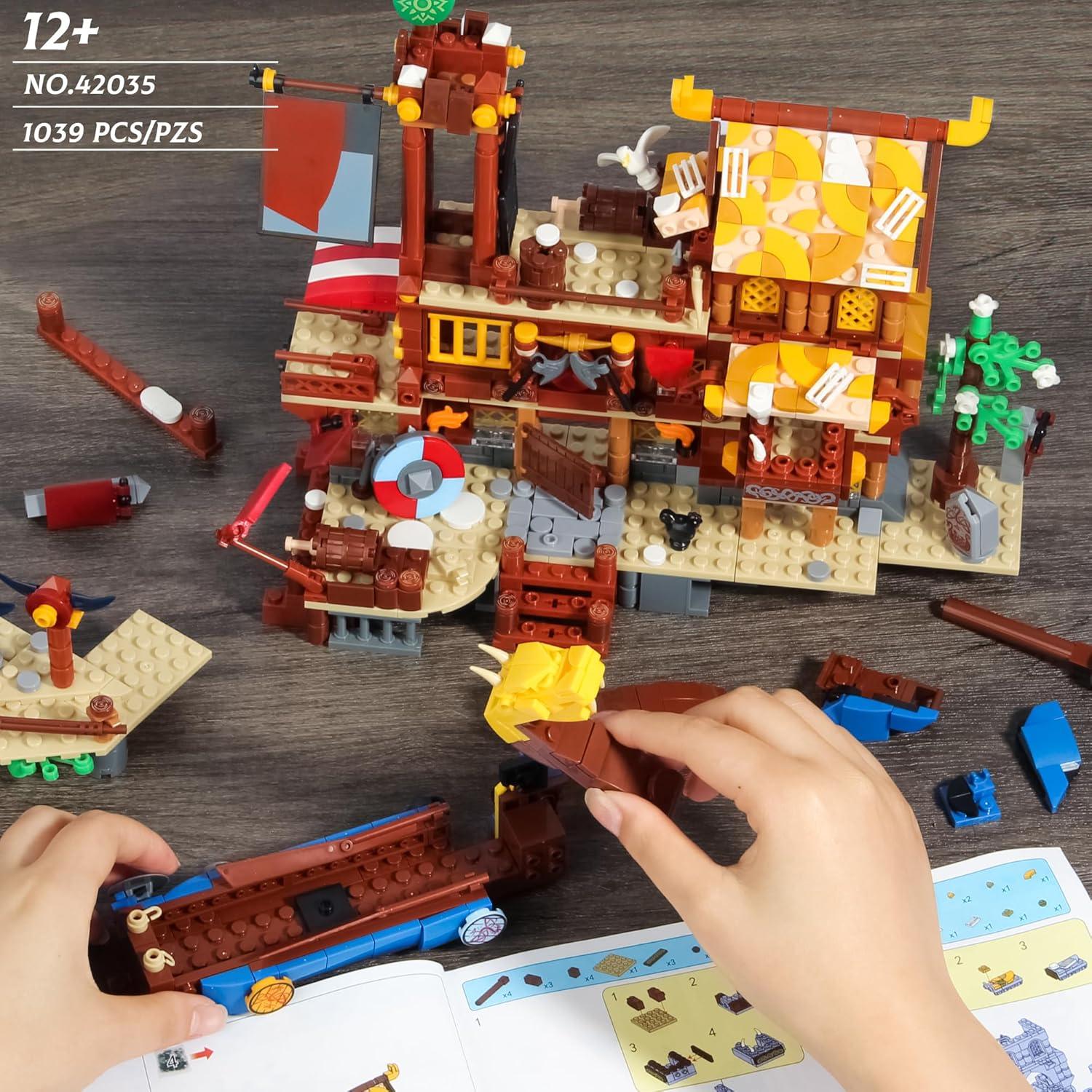 Set de Construcción Barco Pirata Vikingo 1039 Piezas