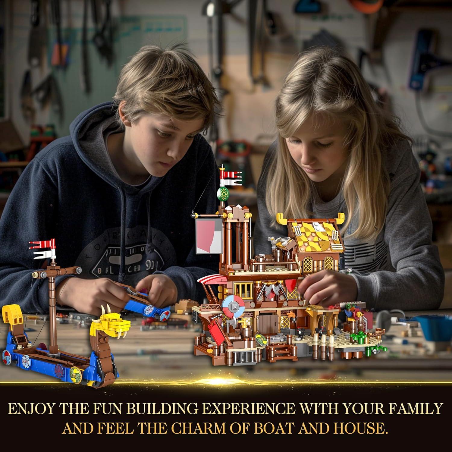 Set de Construcción Barco Pirata Vikingo 1039 Piezas