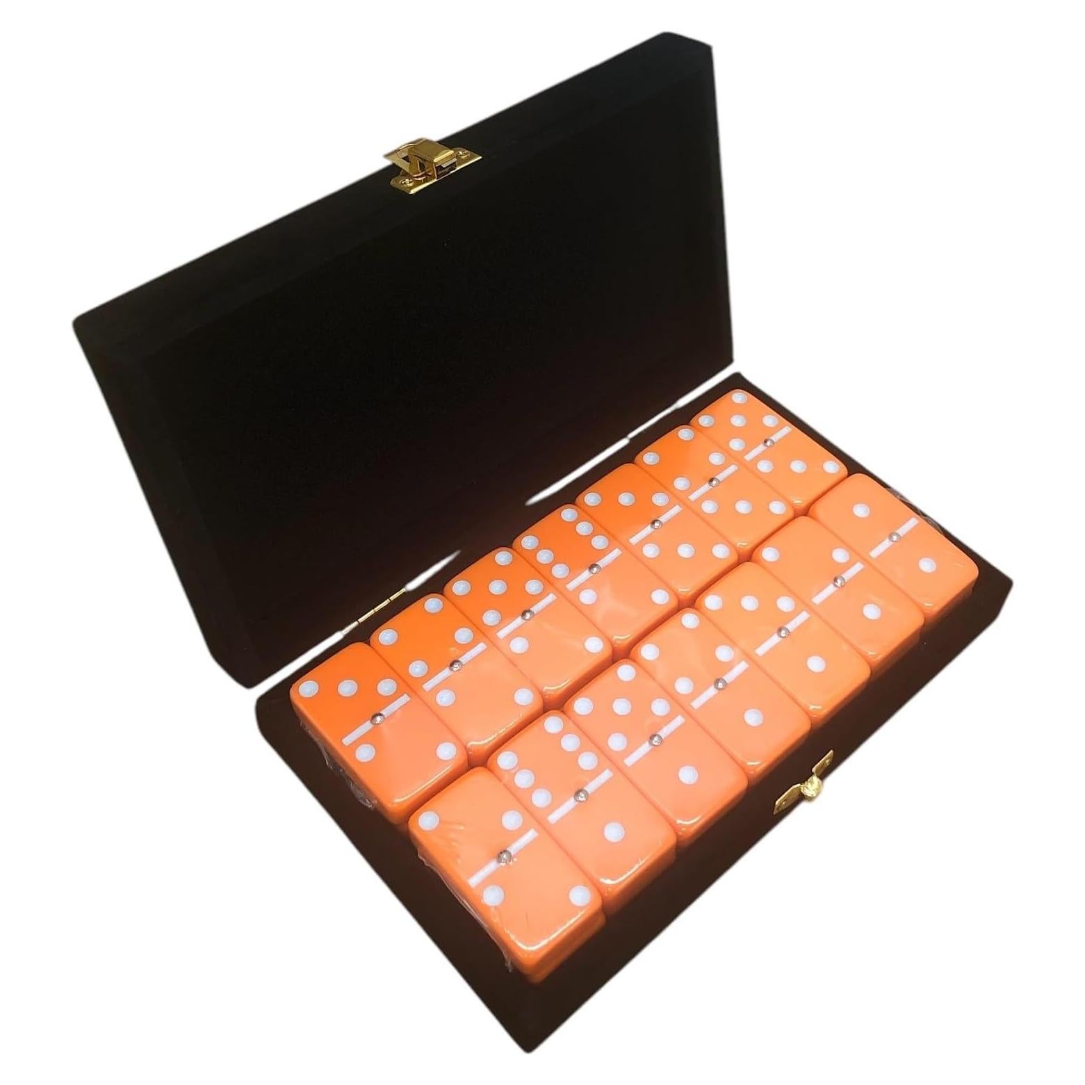 Dominó Doble 6 Marion & Co. Jumbo Naranja con Puntos Blancos