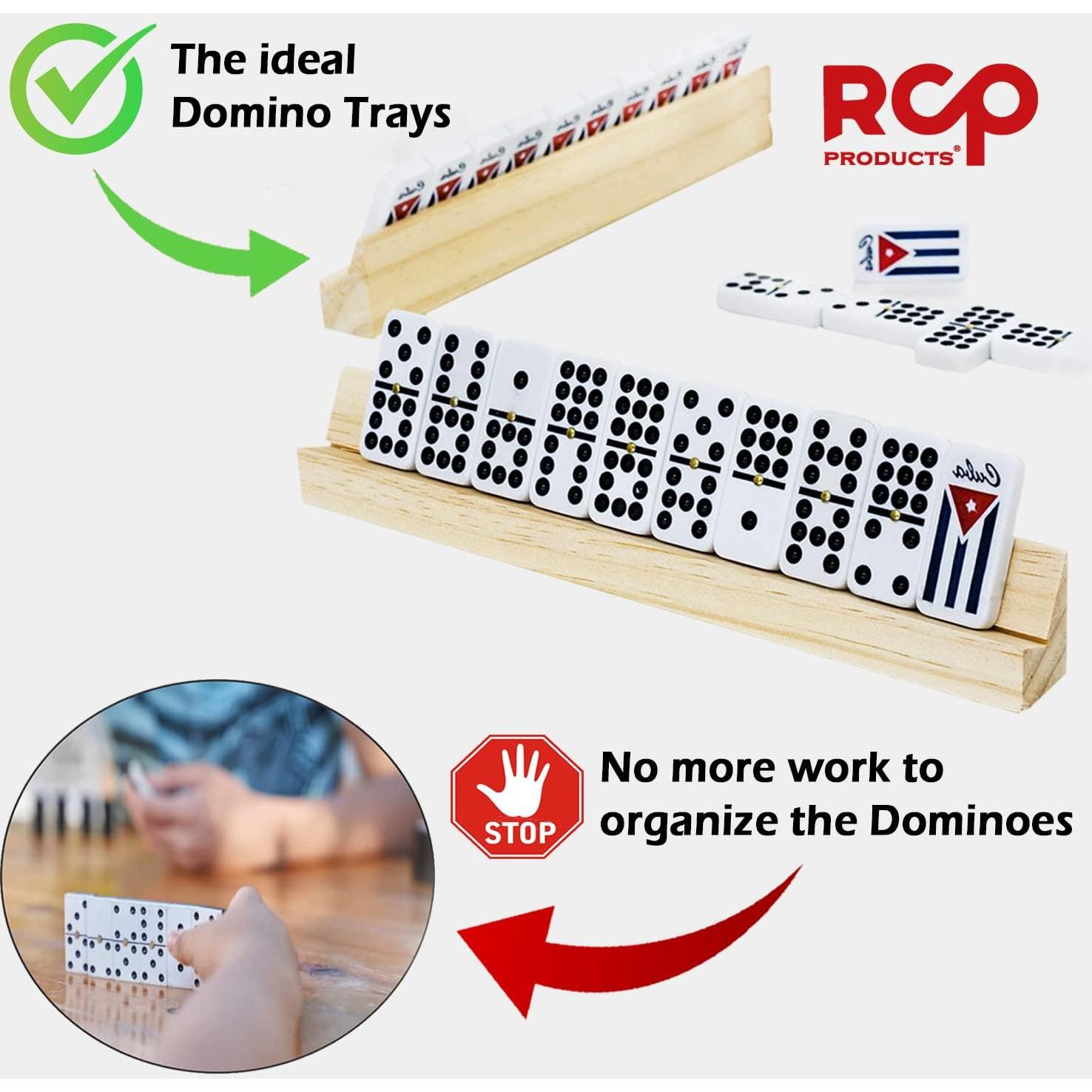 Juego de bandejas de dominó de madera RCP - Set de 4