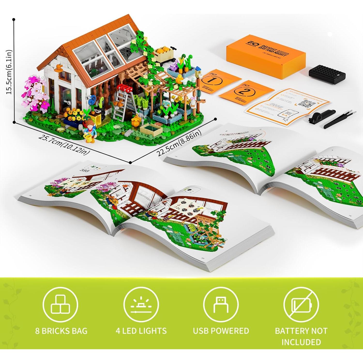 Set de Bloques de Construcción Invernadero FUNWHOLE 1428 Pcs