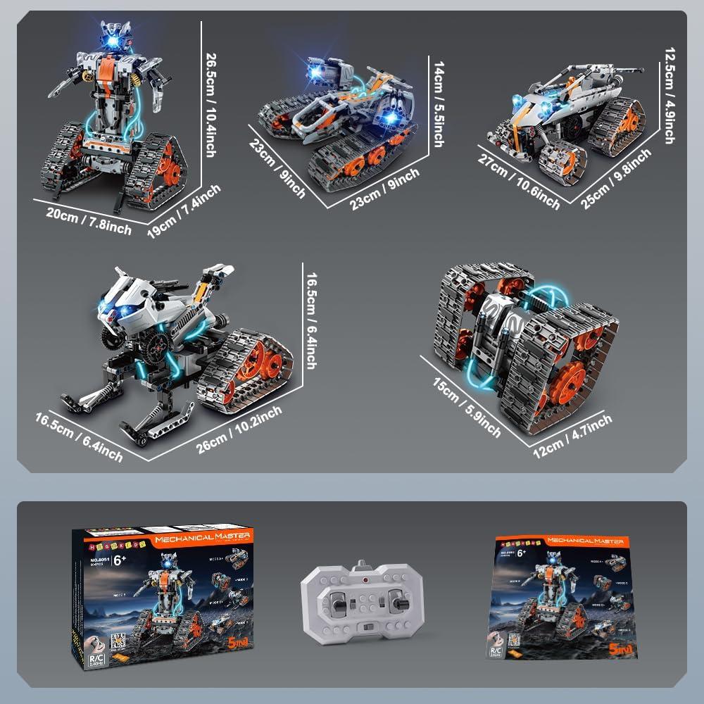 HOGOKIDS Set de Construcción 5 en 1 RC con Luz LED 604 Piezas