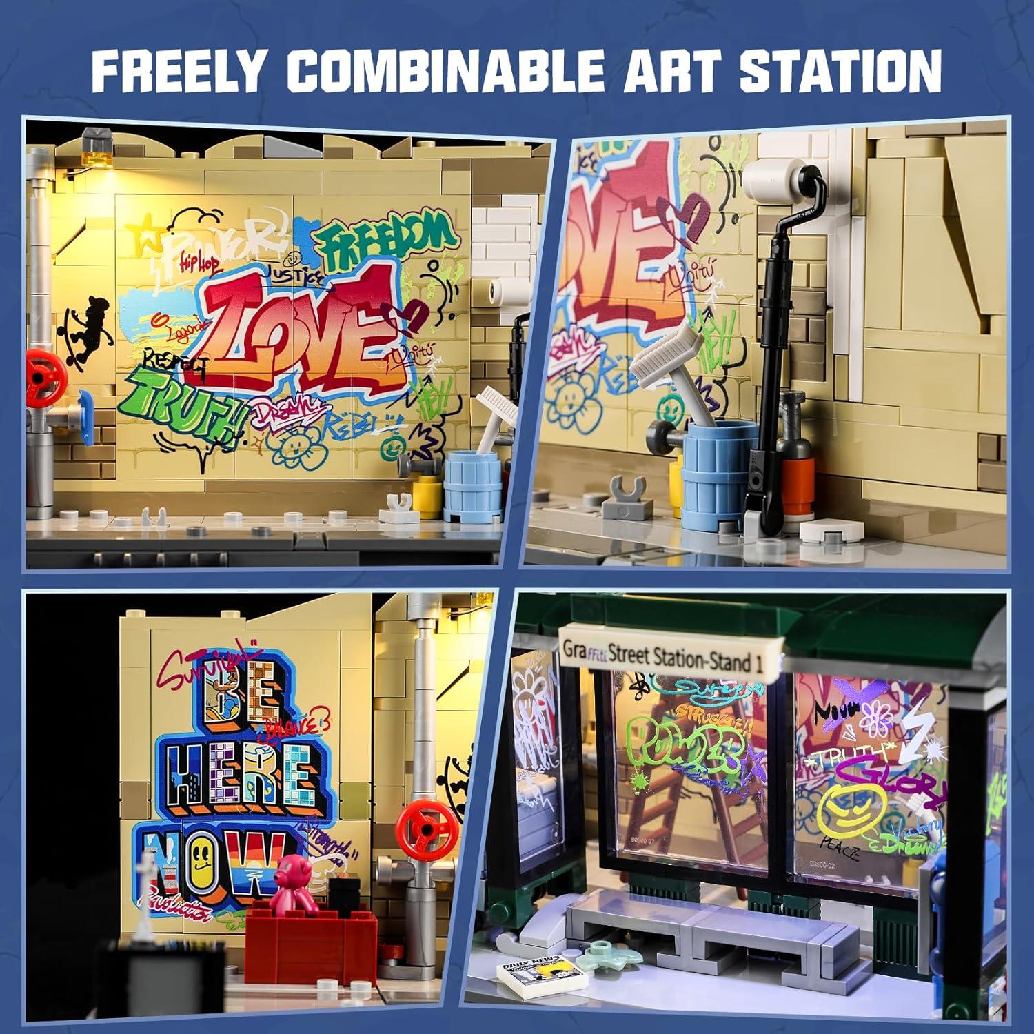 Conjunto de Ladrillos FUNWHOLE Estación de Autobuses Graffiti 514 Pcs