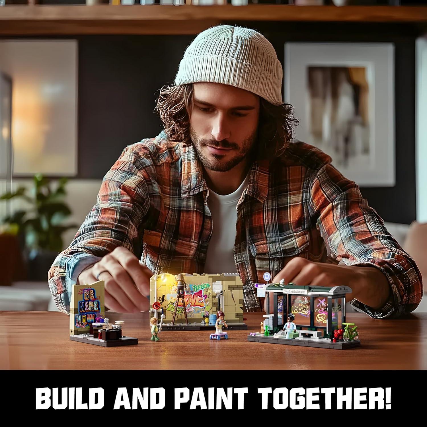 Conjunto de Ladrillos FUNWHOLE Estación de Autobuses Graffiti 514 Pcs