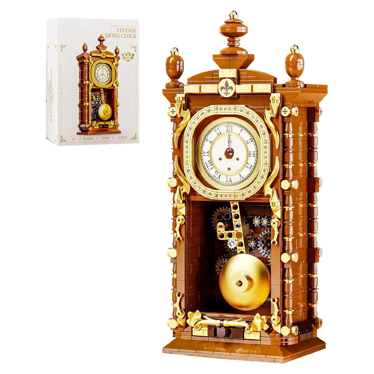 Reloj de Péndulo Retro HJPLPXH con Bloques de Construcción