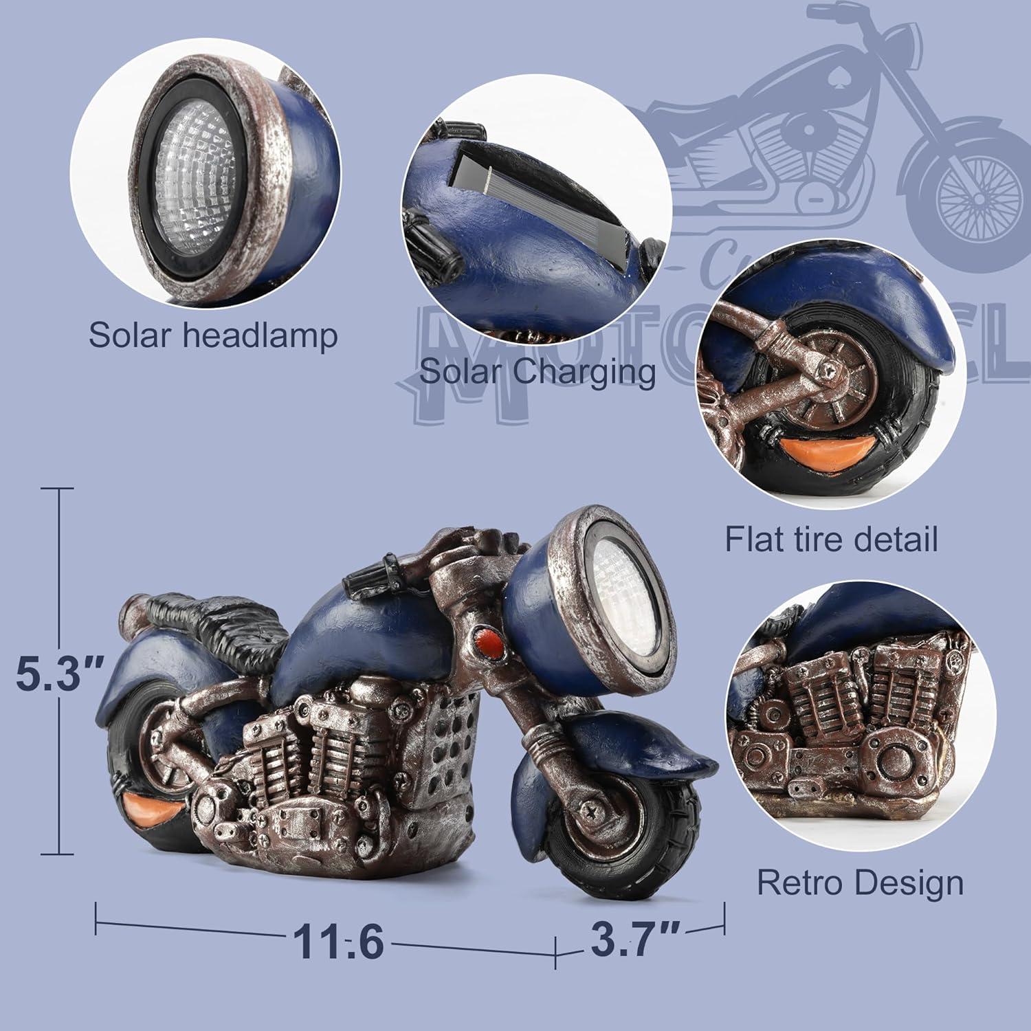 Estatua de Motocicleta Solar Etlemonde Retro para Jardín